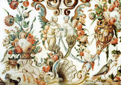 Decor enlivened by flowers, characters and a bird by Tomas Ferrer
